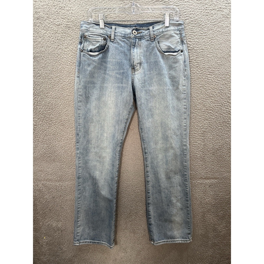 Rustic Blue Jeans Mens 32x32 Blue Bootcut Distressed Denim Western Rodeo Cowboy